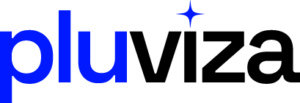 Blue logo with stylized text